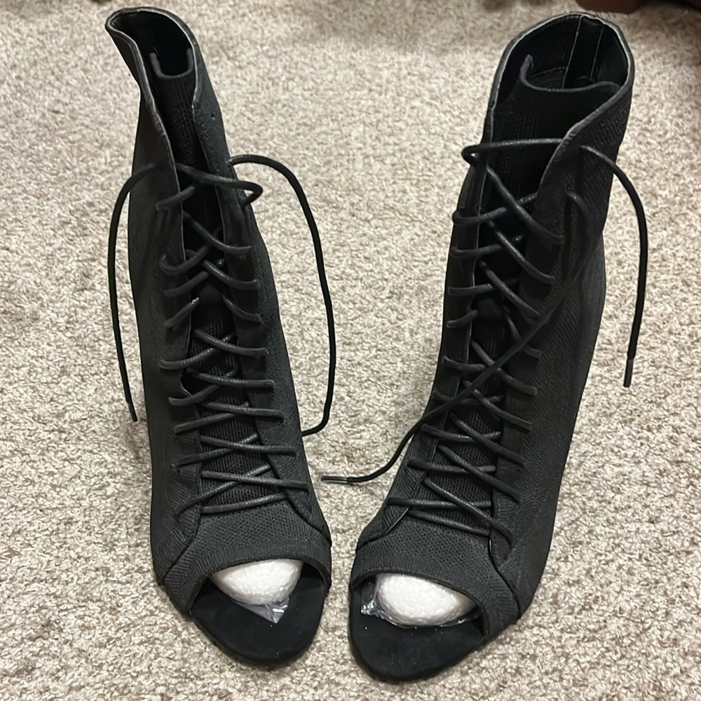 Women’s peep toe black booties